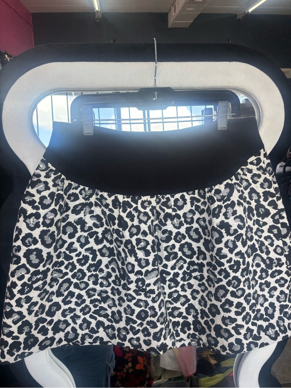 Victoria's Secret Black and White Leopard Print Skater Skirt